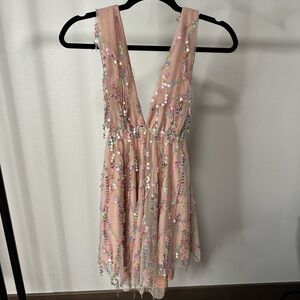 Sequin Embellished Pink Dress